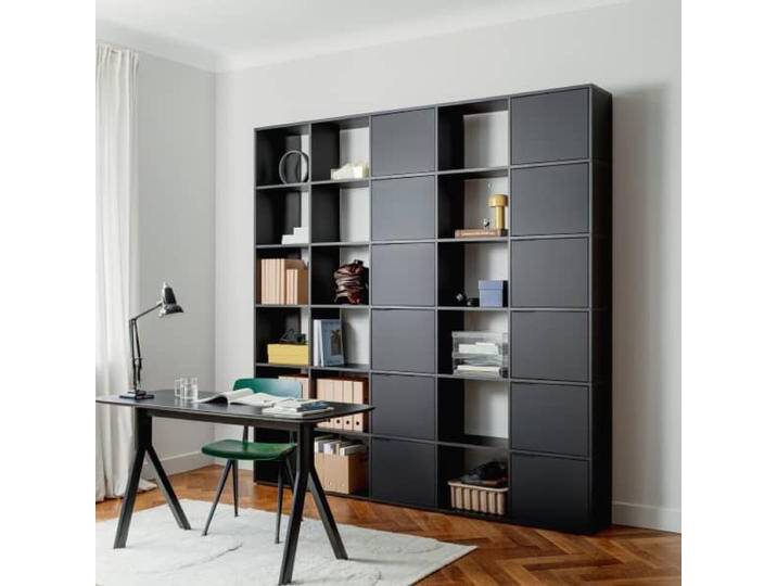 Bücherregal in Premium-Schwarz mit Türen, 240 cm x 243 cm x 32 cm, Vollständig anpassbar von Tylko von tylko