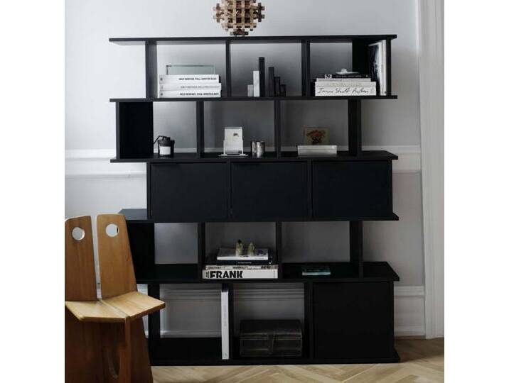 Bücherregal in Premium-Schwarz mit Türen und Schubladen, 142 cm x 163 cm x 32 cm, Vollständig anpassbar von Tylko von tylko