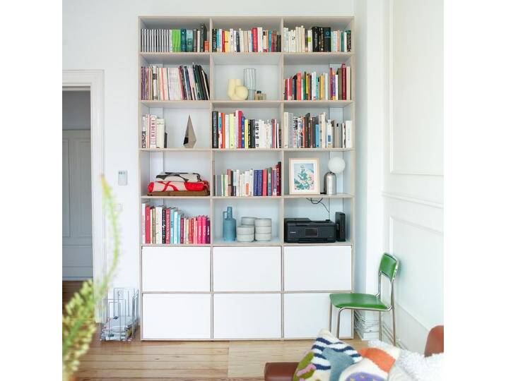 Bücherregal in Weiß mit Schubladen, 180 cm x 273 cm x 40 cm, Vollständig anpassbar von Tylko von tylko