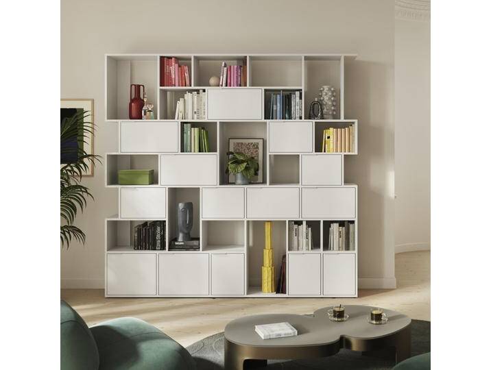 Bücherregal in Weiß mit Türen, 230 cm x 223 cm x 32 cm, Vollständig anpassbar von Tylko von tylko