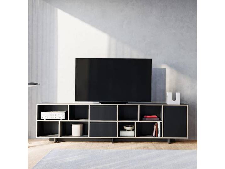Fernsehtisch in Schwarz mit Türen und Schubladen, 275 cm x 93 cm x 40 cm, Vollständig anpassbar von Tylko von tylko