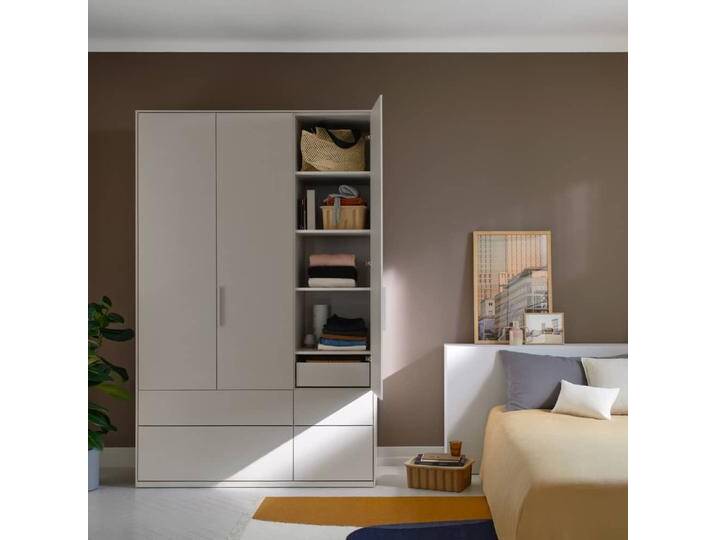 Kleiderschrank in Beige mit Innen und Aussen Schubladen, 150 cm x 237 cm x 63 cm, Vollständig anpassbar von Tylko von tylko