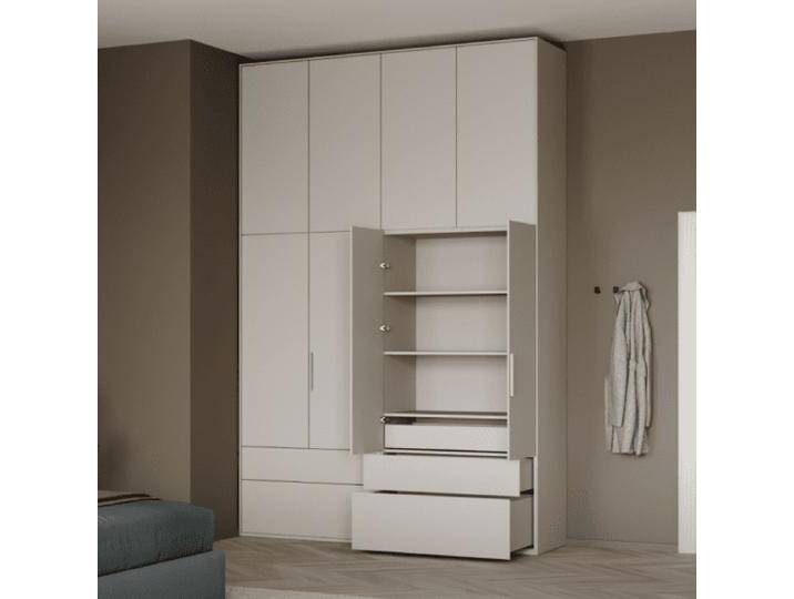Kleiderschrank in Beige mit Innen und Aussen Schubladen, 201 cm x 292 cm x 63 cm, Vollständig anpassbar von Tylko Kleiderschrank in Beige mit Innen und Aussen Schubladen, 201 cm x 292 cm x 63 cm, Vollständig anpassbar von Tylko von tylko