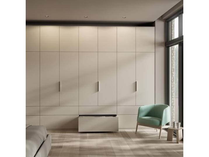 Kleiderschrank in Beige mit Innen und Aussen Schubladen, 330 cm x 360 cm x 63 cm, Vollständig anpassbar von Tylko von tylko
