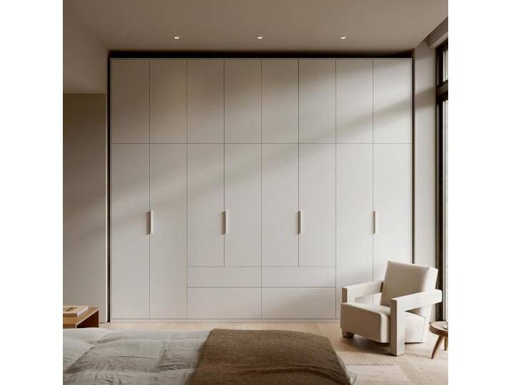 Kleiderschrank in Beige mit Innen und Aussen Schubladen, 330 cm x 360 cm x 63 cm, Vollständig anpassbar von Tylko von tylko