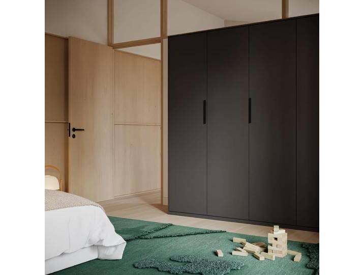 Kleiderschrank in Graphit mit Innenschubladen und Kleiderstange, 240 cm x 200 cm x 53 cm, Vollständig anpassbar von Tylko von tylko