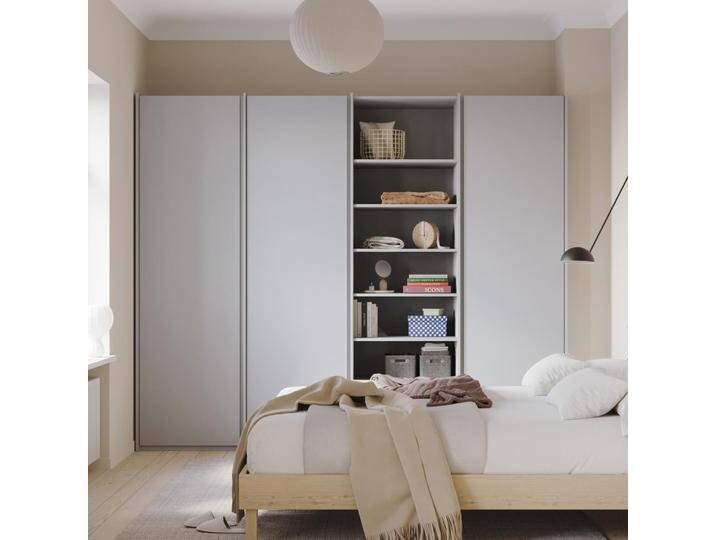 Kleiderschrank in Grau mit Innenschubladen und Kleiderstange, 242 cm x 198 cm x 60 cm, Vollständig anpassbar von Tylko von tylko
