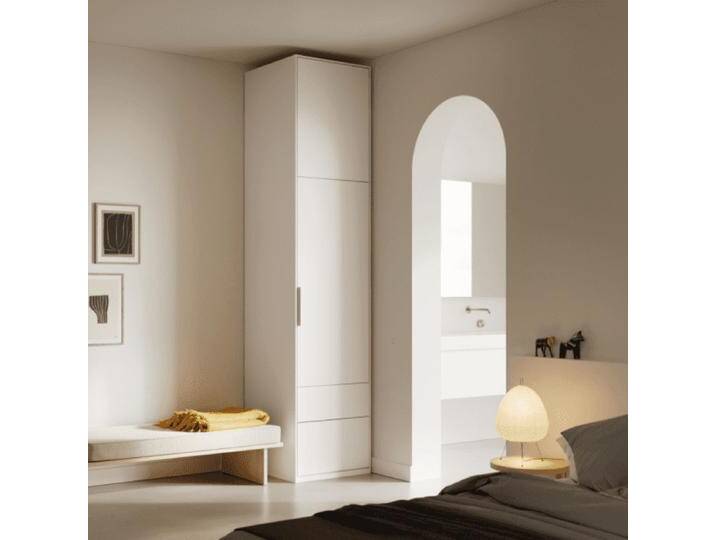 Kleiderschrank in Weiß mit Aussen Schubladen und Kleiderstange, 60 cm x 275 cm x 63 cm, Vollständig anpassbar von Tylko von tylko