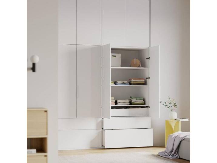 Kleiderschrank in Weiß mit Innen und Aussen Schubladen, 198 cm x 291 cm x 63 cm, Vollständig anpassbar von Tylko Kleiderschrank in Weiß mit Innen und Aussen Schubladen, 198 cm x 291 cm x 63 cm, Vollständig anpassbar von Tylko von tylko