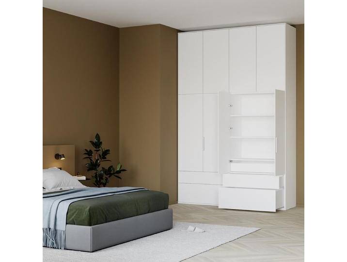Kleiderschrank in Weiß mit Innen und Aussen Schubladen, 201 cm x 292 cm x 63 cm, Vollständig anpassbar von Tylko von tylko