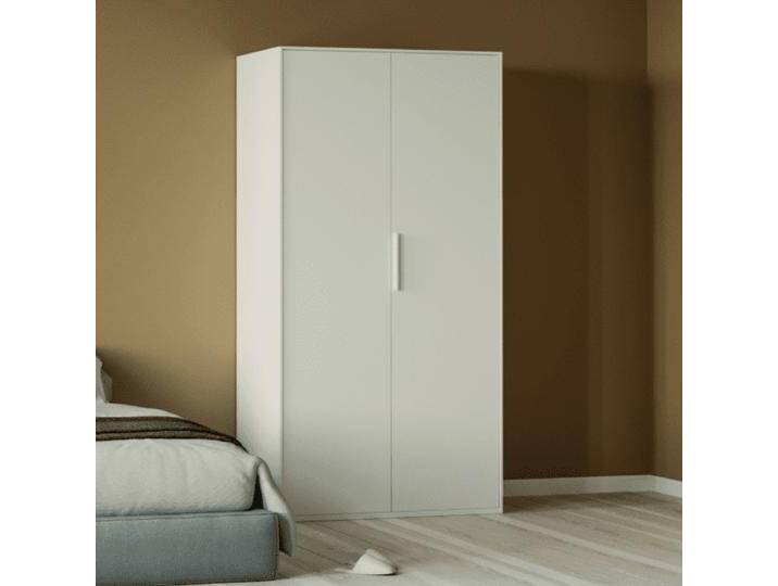 Kleiderschrank in Weiß mit Innenschubladen und Kleiderstange, 100 cm x 200 cm x 53 cm, Vollständig anpassbar von Tylko von tylko