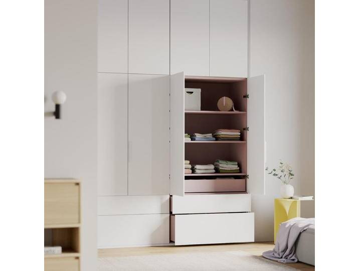 Kleiderschrank in Weiß und Rosa mit Innen und Aussen Schubladen, 198 cm x 291 cm x 63 cm, Vollständig anpassbar von Tylko von tylko
