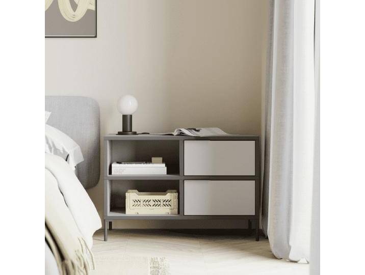 Nachttisch in Grau mit Schubladen und Ruckwanden, 78 cm x 53 cm x 40 cm, Vollständig anpassbar von Tylko von tylko