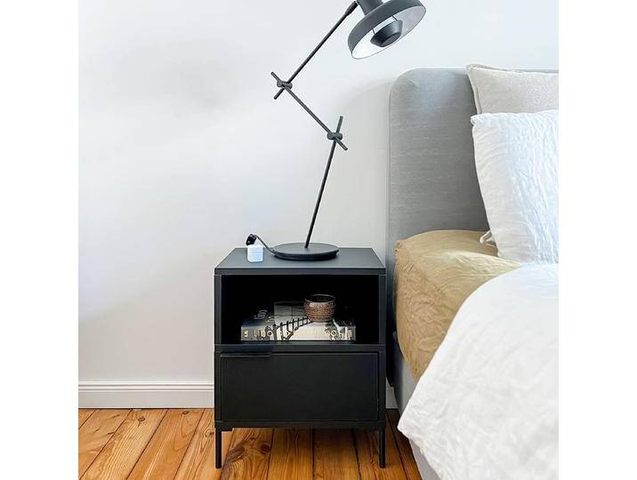 Nachttisch in Premium-Schwarz mit Schubladen und Ruckwanden, 45 cm x 53 cm x 32 cm, Vollständig anpassbar von Tylko von tylko