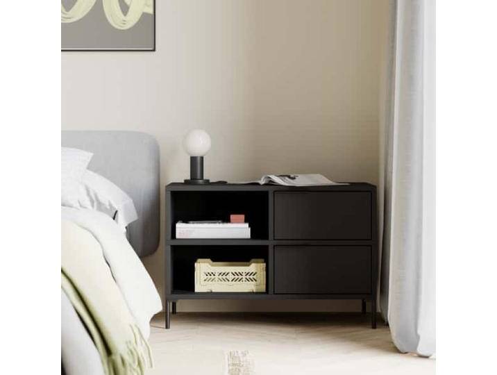 Nachttisch in Premium-Schwarz mit Schubladen und Ruckwanden, 87 cm x 53 cm x 40 cm, Vollständig anpassbar von Tylko von tylko