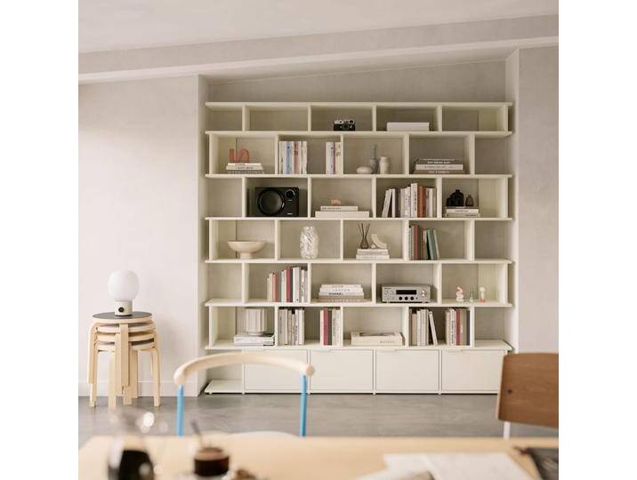 Regalsystem in Beige mit Schubladen, 210 cm x 203 cm x 32 cm, Vollständig anpassbar von Tylko von tylko