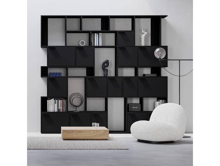 Regalsystem in Premium-Schwarz mit Türen, 241 cm x 233 cm x 32 cm, Vollständig anpassbar von Tylko von tylko