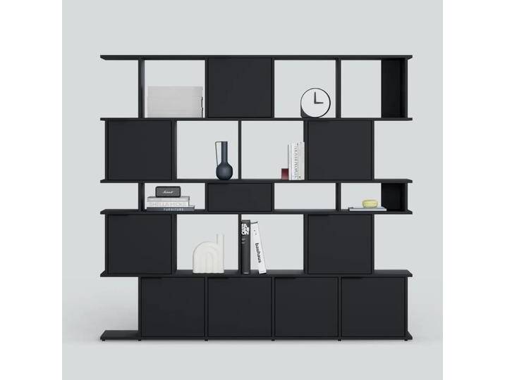 Regalsystem in Schwarz mit Türen und Schubladen, 199 cm x 183 cm x 40 cm, Vollständig anpassbar von Tylko von tylko