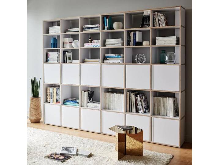 Regalsystem in Weiß mit Türen, 265 cm x 213 cm x 32 cm, Vollständig anpassbar von Tylko von tylko