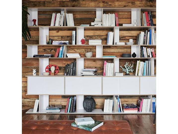 Regalsystem in Weiß mit Türen, 314 cm x 233 cm x 32 cm, Vollständig anpassbar von Tylko von tylko