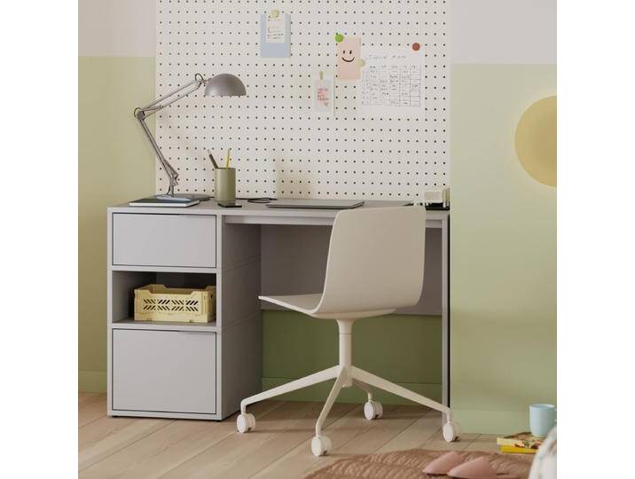 Schreibtisch in Grau mit Türen und Schubladen, 120 cm x 73 cm x 50 cm, Vollständig anpassbar von Tylko von tylko