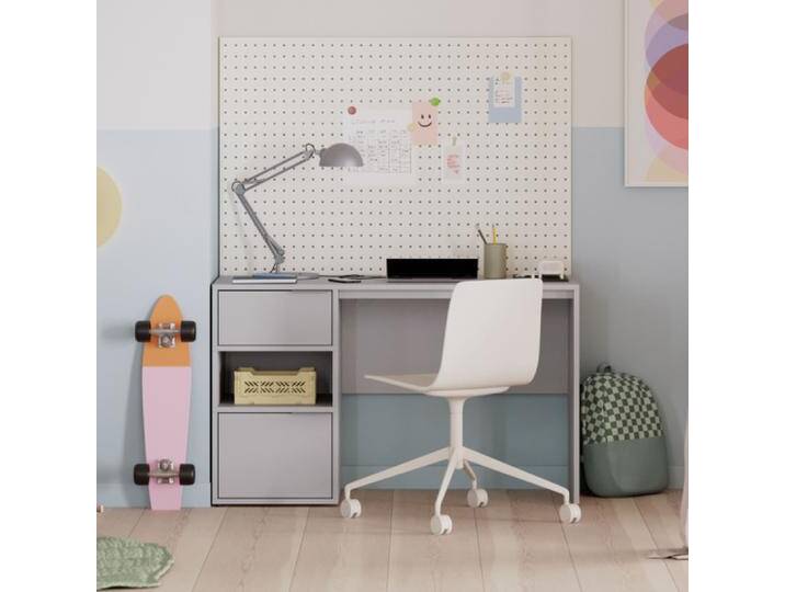 Schreibtisch in Grau mit Türen und Schubladen, 120 cm x 73 cm x 50 cm, Vollständig anpassbar von Tylko von tylko
