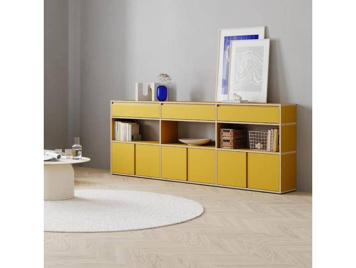Sideboard in Gelb mit Türen, 240 cm x 103 cm x 32 cm, Vollständig anpassbar von Tylko von tylko