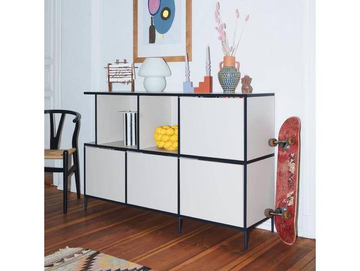 Sideboard in Sand und Dunkelblau mit Schubladen und Ruckwanden, 141 cm x 93 cm x 40 cm, Vollständig anpassbar von Tylko Sideboard in Sand und Dunkelblau mit Schubladen und Ruckwanden, 141 cm x 93 cm x 40 cm, Vollständig anpassbar von Tylko von tylko