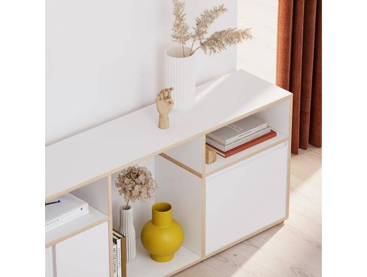 Sideboard in Weiß mit Schubladen und Ruckwanden, 160 cm x 63 cm x 40 cm, Vollständig anpassbar von Tylko von tylko