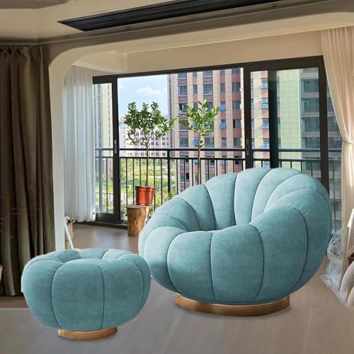 Lazy Sofa Chair - Wollplüsch-Liegestuhl Mit 360°-Drehung, Langlebiger Metallbasis, Perfekt for Schlafzimmer Und Lounge(F) von tylxayoxa