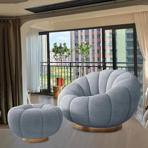 Lazy Sofa Chair - Wollplüsch-Liegestuhl Mit 360°-Drehung, Langlebiger Metallbasis, Perfekt for Schlafzimmer Und Lounge(H) von tylxayoxa