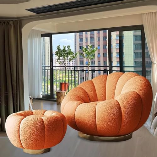 Lazy Sofa Chair - Wollplüsch-Liegestuhl Mit 360°-Drehung, Langlebiger Metallbasis, Perfekt for Schlafzimmer Und Lounge(J) von tylxayoxa