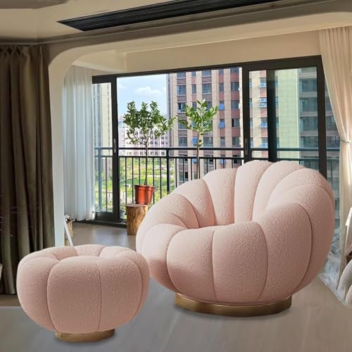 Lazy Sofa Chair - Wollplüsch-Liegestuhl Mit 360°-Drehung, Langlebiger Metallbasis, Perfekt for Schlafzimmer Und Lounge(L) von tylxayoxa