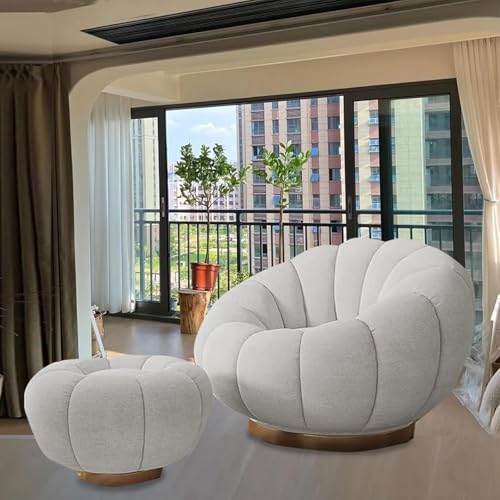 Lazy Sofa Chair - Wollplüsch-Liegestuhl Mit 360°-Drehung, Langlebiger Metallbasis, Perfekt for Schlafzimmer Und Lounge(P) von tylxayoxa