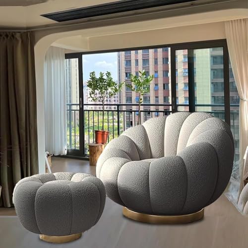Luxus-Relaxsessel – Lazy-Sofa Aus Lammfell Mit 360°-Drehung, Robuster Metallbasis, Ergonomische Sitzgelegenheiten for Zu Hause(B) von tylxayoxa