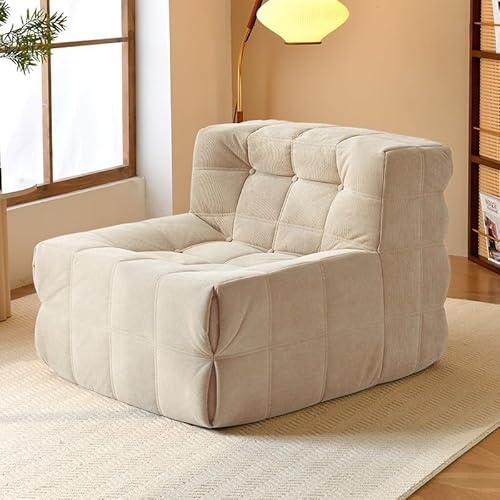 Moderner Lazy Sofa Chair – Hochelastischer Schaumstoff, Kein Harter Rahmen, Vielseitig Einsetzbar for Lounge, Leseecke, Schlafzimmer(White) von tylxayoxa