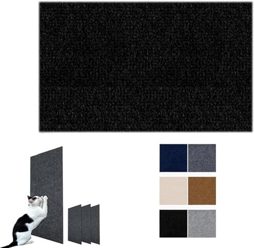 Zuschneidbare Katzenkratzmatte, Selbstklebender Katzenkratzteppich, Kletterkatzenkratzerunterlage, Wandcouch-Möbelschutz Für Sofa, Wand, Bett (Color : Black, Size : 60x100CM) von tylxayoxa
