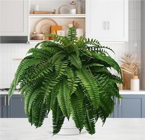 tylxayoxa Künstlicher, UV-beständiger Bostonfarn – Realistische Hängepflanze for Den Außenbereich Zur Dekoration Von Veranda, Terrasse(4pcs) von tylxayoxa
