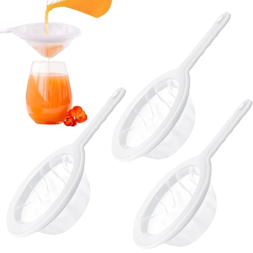 3 Stück Sieb Filter Ultra Fine Mesh Sieb Filter Wiederverwendbar Nylon Sieb mit Griff und Haken Sieb Filter Geeignet zum Filtern von Saft, Milch, Kaffee (100Mesh,200Mesh, 400Mesh) von tyokas