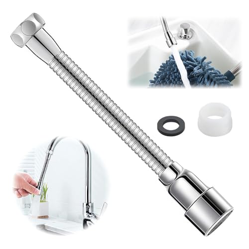 tyokas Wasserfilterhahn 360°Schwenkfunktion Wasserhahnverlängerung Küche Metall Multifunktionaler Flexibel Verlängerungsschlauch Wasserhahn Geeignet für Küche, Waschbecken (20 cm) von tyokas