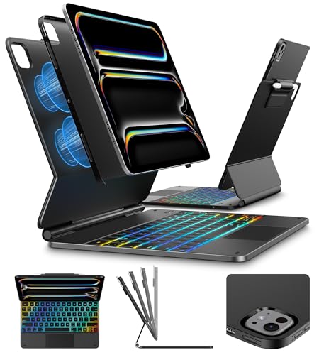 typecase Tastaturhülle für iPad Pro 13" (M4, 2024), QWERTZ, Abnehmbare Slim-Hülle mit Magic-Style Tastatur, Multi-Touch-Trackpad, Magnetisch, Stifthalter, Hoch-/Querformat, Beleuchtung, Schwarz von typecase