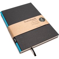 Handgemachtes Design-Notizbuch A5 Aus 100 % Recyclingpapier „Berlinbook" - Türkis Blau/Schwarz von tyypPaper