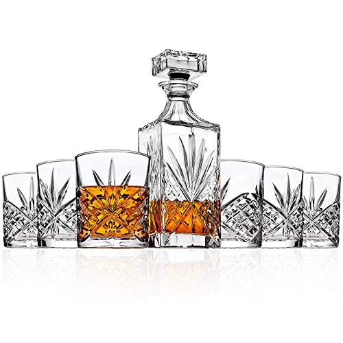 Dekanter und Gläser-Set, eleganter Likörglas-Dekanter, perfektes graviertes Dekantergläser-Set für Whiskey, Bourbon, Brandy und Wodka, Geschenke für Familie, Freunde, Männer (Apollo) von uEmoh