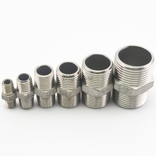 1/8 1/4 3/8 1/2 3/4 1 "männlichen Hex Nippel Union 304 Edelstahl Rohr Fitting Anschluss Kupplung Wasser Öl Luft gewinde Adapter(1") von uHLANQC