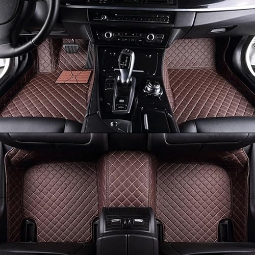 Autofußmatten Auto-Fußmatten Benutzerdefinierte Auto-Luxus-Leder-Auto-Fußmatte for MG4 for Mulan 2022 Auto-Matte Wasserdichtes Zubehör Passagier-Automatten(Coffee) von uHLANQC