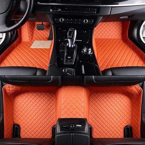 Autofußmatten Auto-Fußmatten Benutzerdefinierte Auto-Luxus-Leder-Auto-Fußmatte for MG4 for Mulan 2022 Auto-Matte Wasserdichtes Zubehör Passagier-Automatten(Orange) von uHLANQC