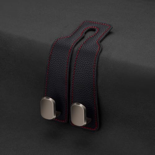 Autohaken, For Toyota Prius IV 2015–2019 2020 2021 2022, Haken for die Kopfstütze des Rücksitzes, Aufbewahrungsorganisator aus Leder, Auto-Innenausstattung(2pcs Black Red) von uHLANQC