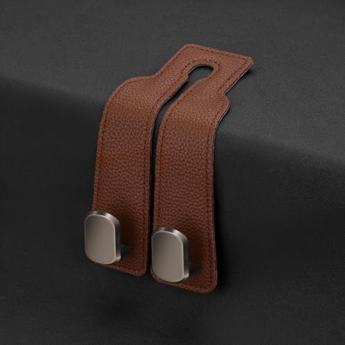 Autohaken, For Toyota Prius IV 2015–2019 2020 2021 2022, Haken for die Kopfstütze des Rücksitzes, Aufbewahrungsorganisator aus Leder, Auto-Innenausstattung(2pcs Brown) von uHLANQC