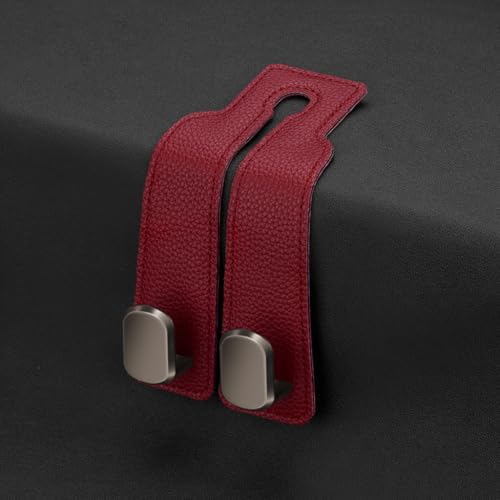 Autohaken, For VW Passat Alltrack 2014–2020 2021 2022 2023, Haken for die Kopfstütze des Rücksitzes, Aufbewahrungsorganisator aus Leder, Auto-Innenausstattung(2pcs Red) von uHLANQC