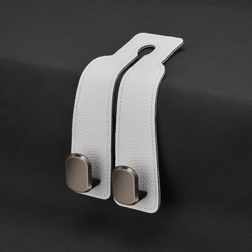 Autohaken, For VW Passat Alltrack 2014–2020 2021 2022 2023, Haken for die Kopfstütze des Rücksitzes, Aufbewahrungsorganisator aus Leder, Auto-Innenausstattung(2pcs White) von uHLANQC